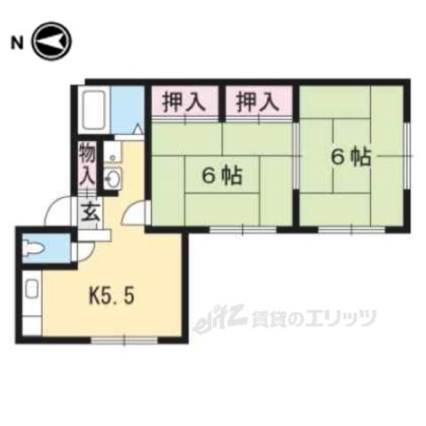 葵ハイツ2(2K/1階)の間取り写真