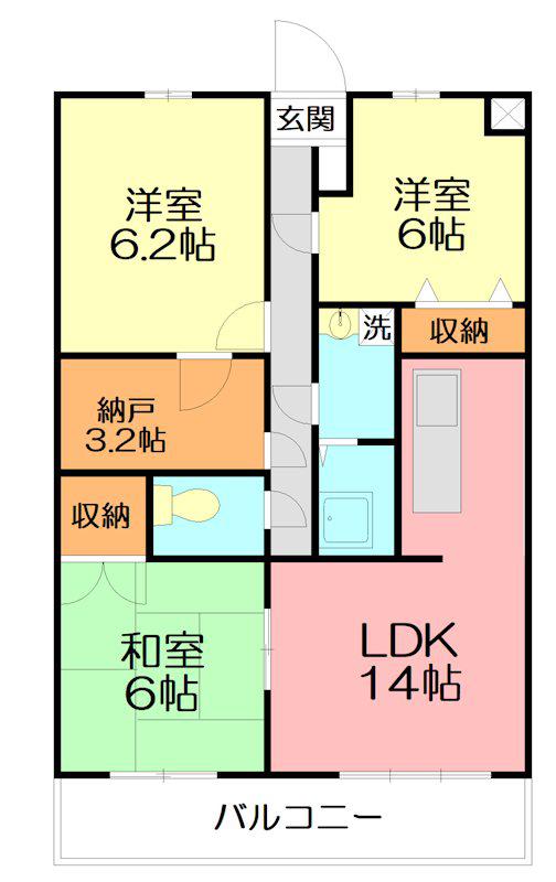 フロラシオン(3LDK/4階)の間取り写真