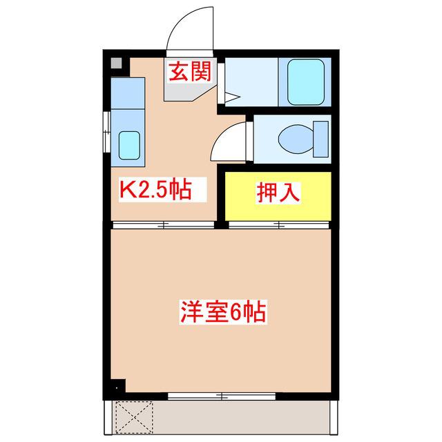ウエストハイツ(1K/1階)の間取り写真