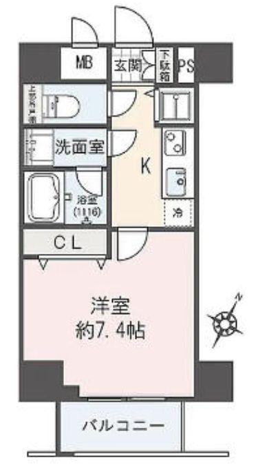 ガリシアヒルズ六本木(1K/12階)の間取り写真