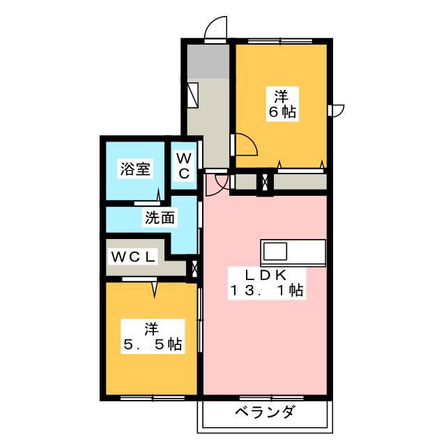 パークメゾン神田 B(2LDK/2階)の間取り写真