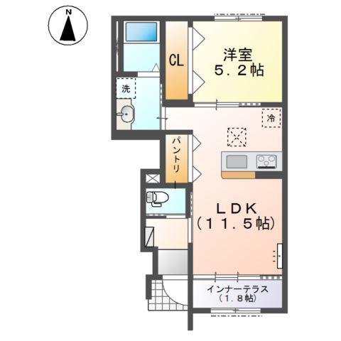 FAURE(1LDK/1階)の間取り写真