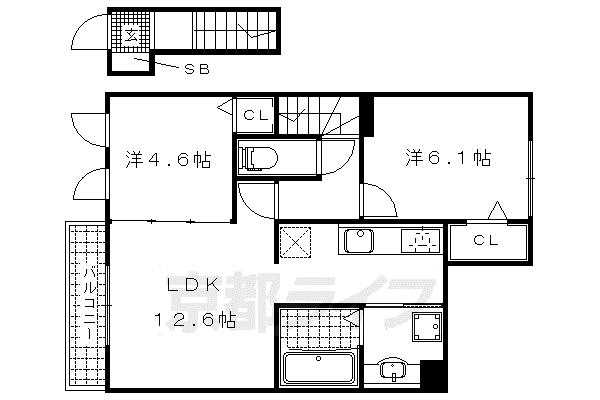 CASA FELICEII(2LDK/2階)の間取り写真