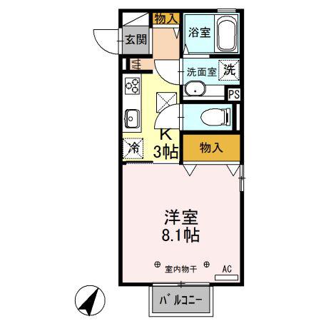 エルヴィータ(1K/1階)の間取り写真