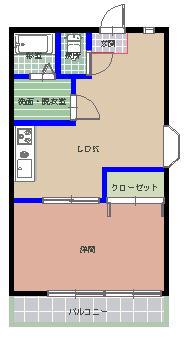 スカイコート(1LDK/2階)の間取り写真