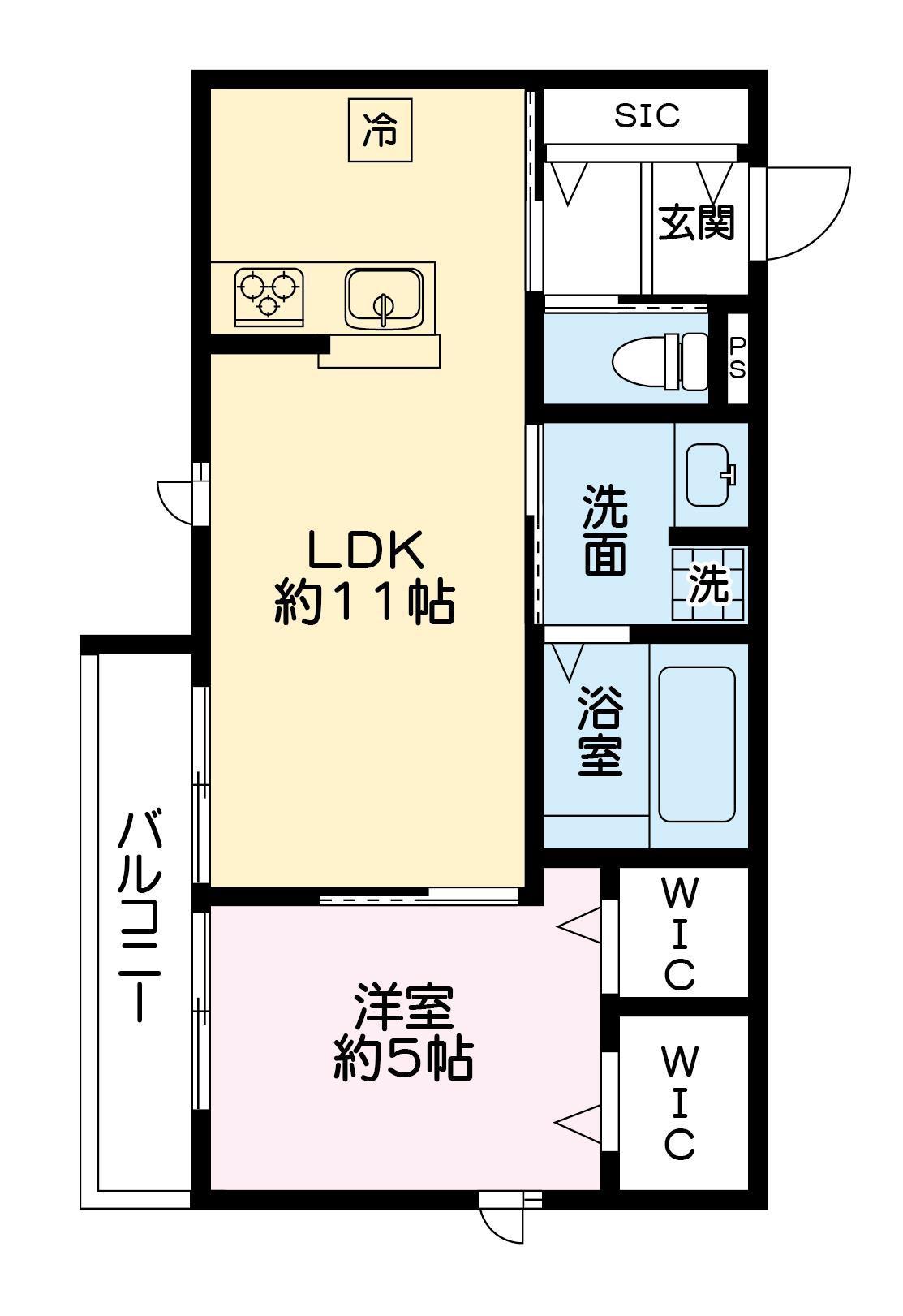 プリムヴェール(1LDK/3階)の間取り写真