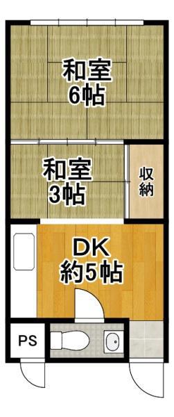 ヴィラ大正(2DK/2階)の間取り写真