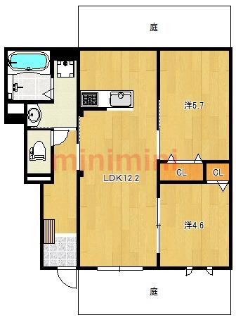 PLUMCOURT(2LDK/1階)の間取り写真