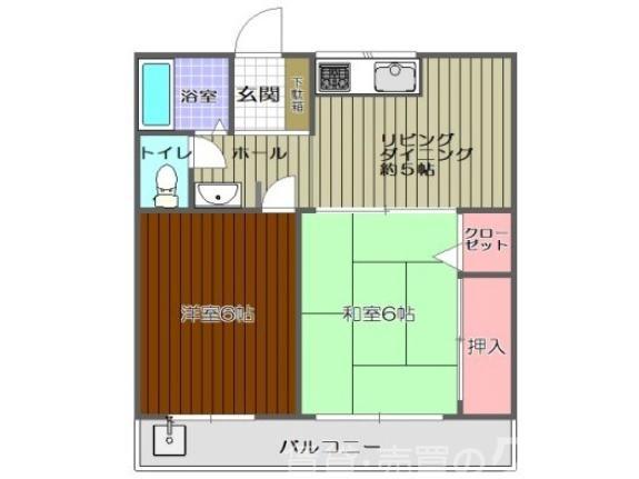 美原北野マンション(2DK/3階)の間取り写真
