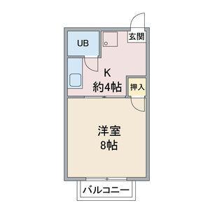 カーサおくむら(1K/1階)の間取り写真