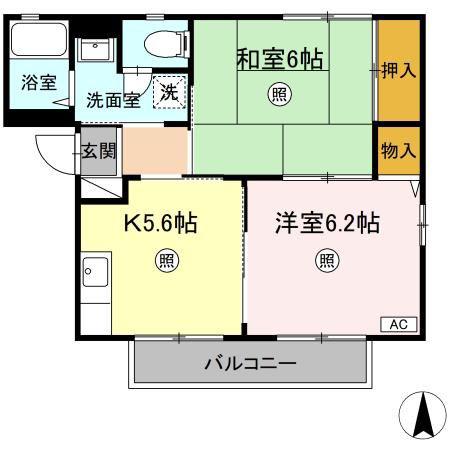 吉ノ前ハイツ・II(2K/2階)の間取り写真