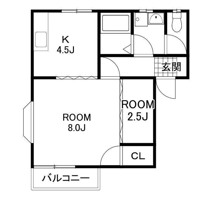 ハイツリッチ前橋(1SK/1階)の間取り写真