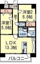 サウスガーデン合志南(2LDK/10階)の間取り写真