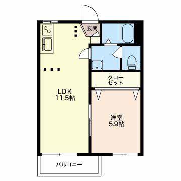 フレグランス上中山B(1LDK/2階)の間取り写真