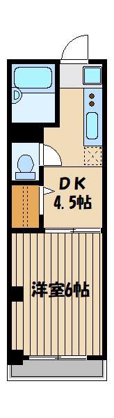パステール長谷(1DK/1階)の間取り写真