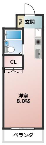 レジデンス神谷A(ワンルーム/2階)の間取り写真