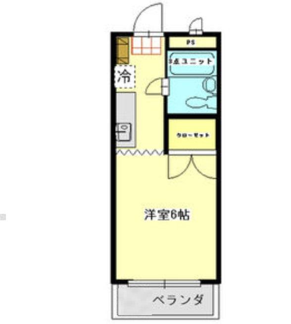ストークマンション小礒2(1K/2階)の間取り写真