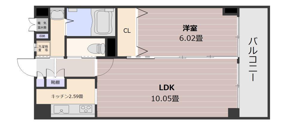 Fビル(1LDK/6階)の間取り写真