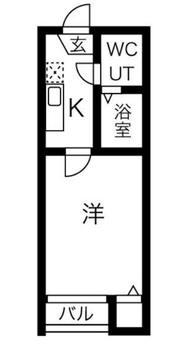 YKハイツ(1K/2階)の間取り写真