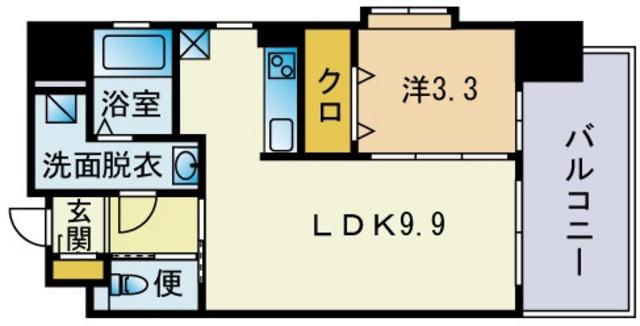 ラコルタ天神(1LDK/6階)の間取り写真