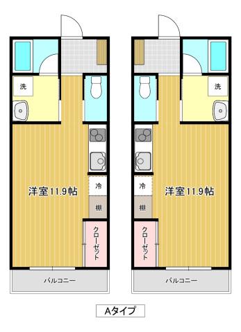 クロスハーモニー(ワンルーム/2階)の間取り写真