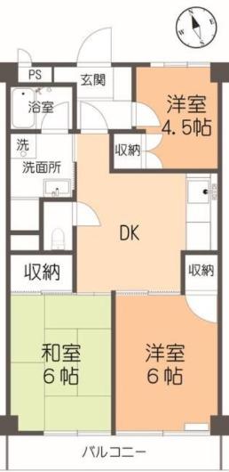 エミネント小手指(3DK/4階)の間取り写真