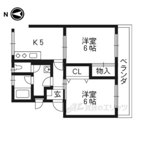 コトウォール夷川壱番館(2K/3階)の間取り写真