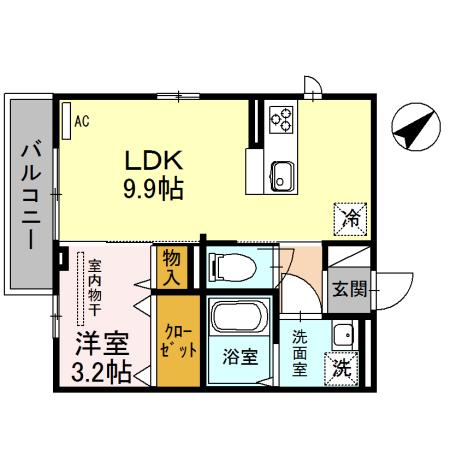 アヴニール12(1LDK/2階)の間取り写真