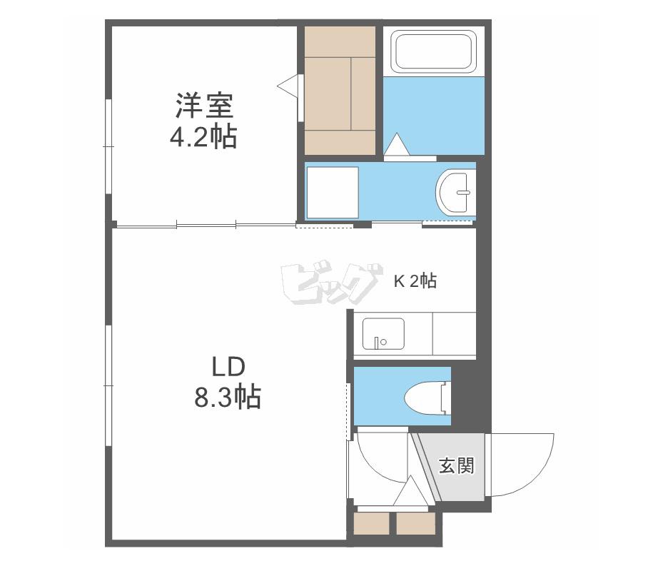 シティアヴェニュー発寒(1LDK/2階)の間取り写真
