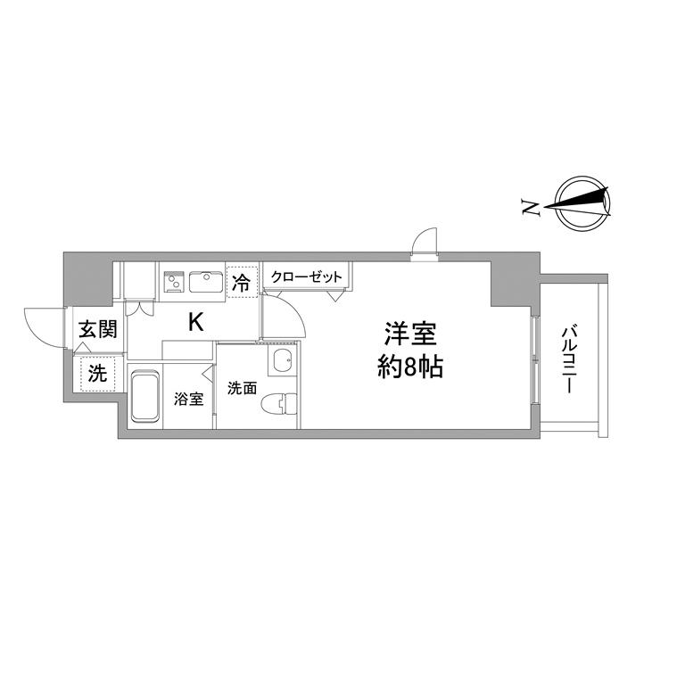 ルクレ難波(1K/3階)の間取り写真
