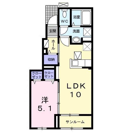 コスパハイム(1LDK/1階)の間取り写真