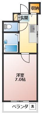 弥生コーポ(1K/2階)の間取り写真