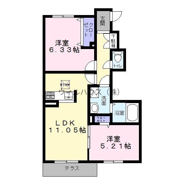 シャーメゾン桜ヶ丘(2LDK/1階)の間取り写真