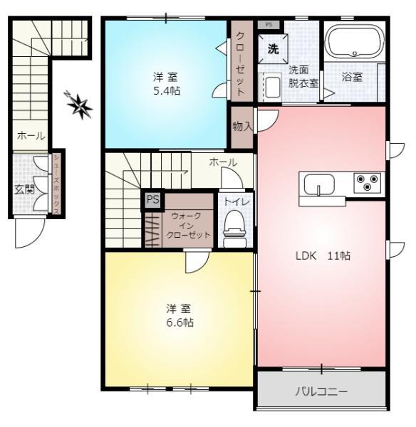 トレカルド III(2LDK/2階)の間取り写真