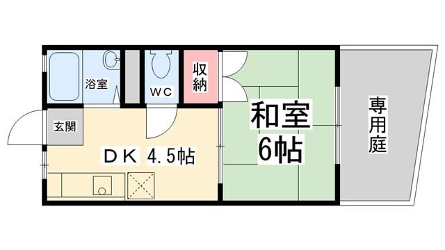 ハイツ北II(1DK/1階)の間取り写真