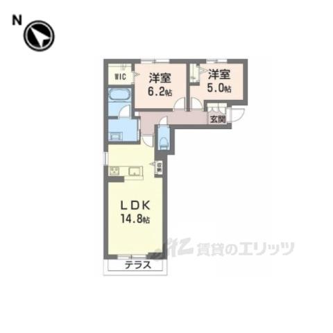 シャーメゾン ミモザ(2LDK/1階)の間取り写真