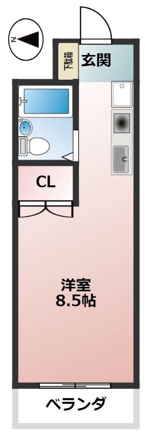 レジデンス神谷A(ワンルーム/4階)の間取り写真