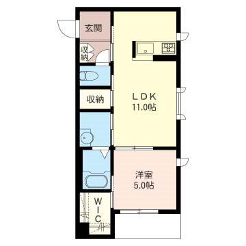 フィデース(1LDK/1階)の間取り写真