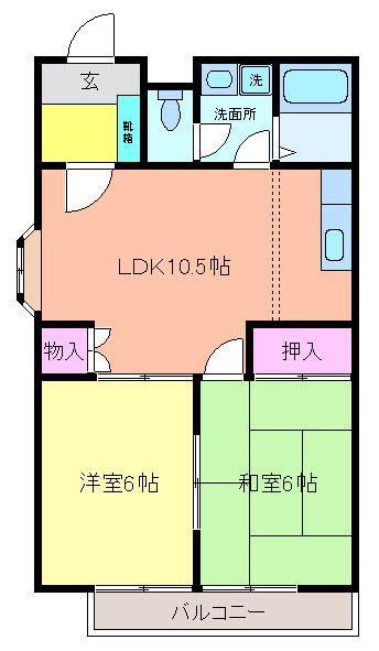 オークランド(2LDK/1階)の間取り写真