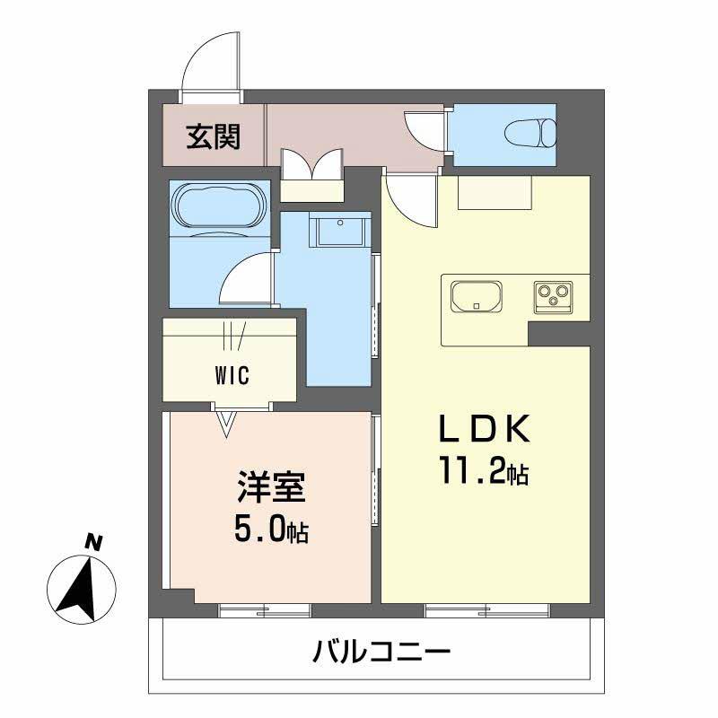 ハイネスト霞町(1LDK/4階)の間取り写真
