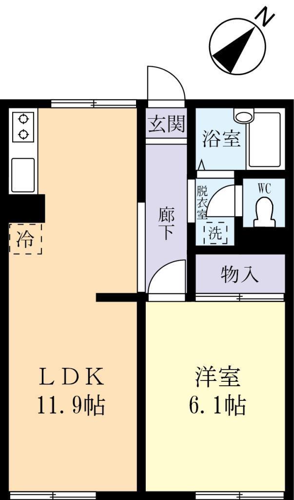 プレイサイドNAGANOI(1LDK/2階)の間取り写真