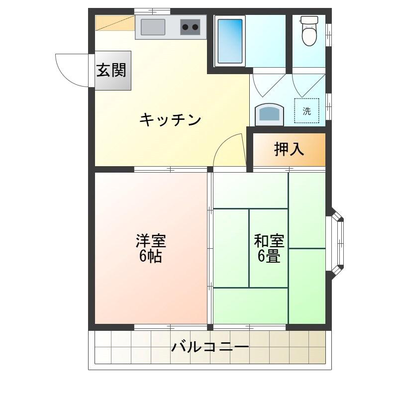 アーバンシティI(2DK/1階)の間取り写真