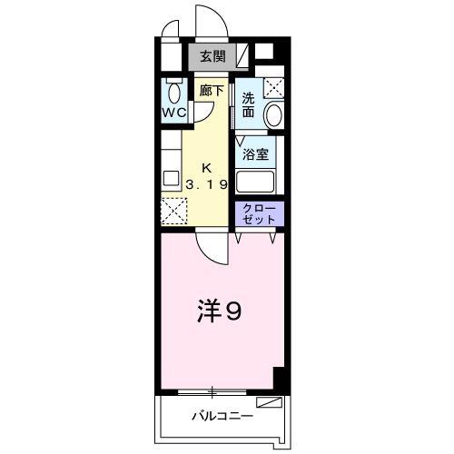 エレガンテまかび(1K/2階)の間取り写真