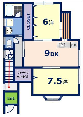 リバイン川中(2SDK/2階)の間取り写真