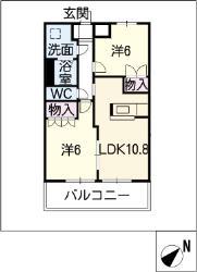 ルアール(2LDK/1階)の間取り写真