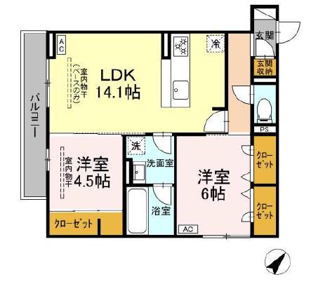 SHINE FORT 201(2LDK/2階)の間取り写真