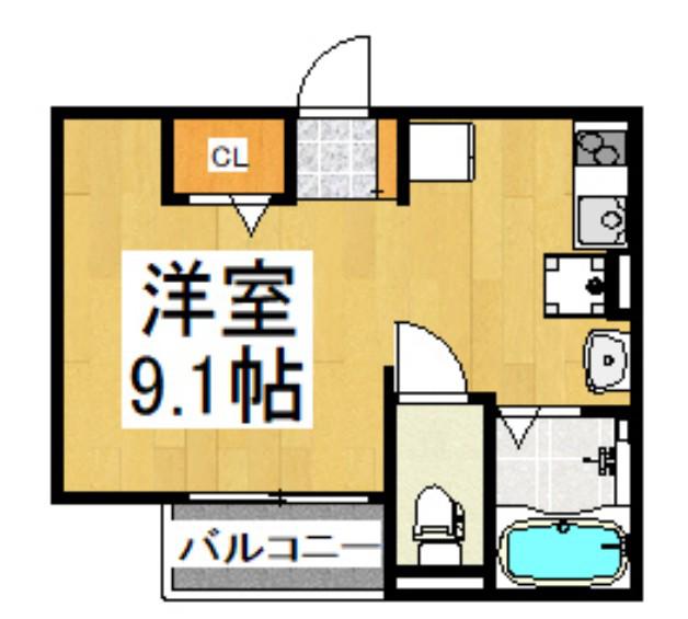 FLAP秋津(ワンルーム/1階)の間取り写真
