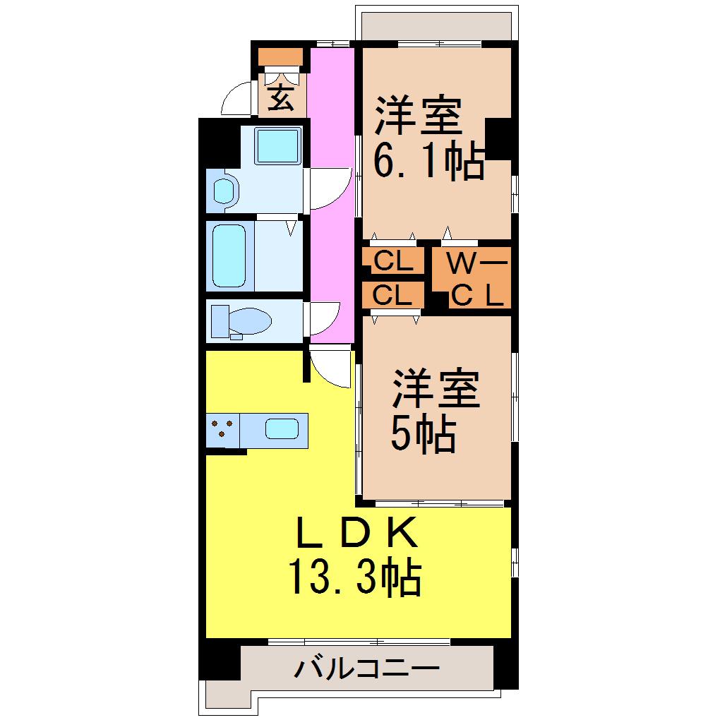 SAKURA FUJINALE(2LDK/8階)の間取り写真