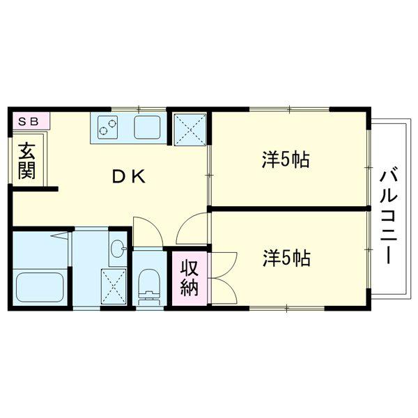 フェルマージュ戸田(2DK/5階)の間取り写真