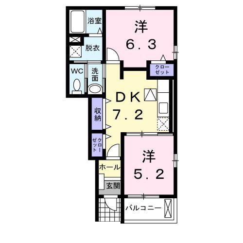 エテルノ I(2DK/1階)の間取り写真